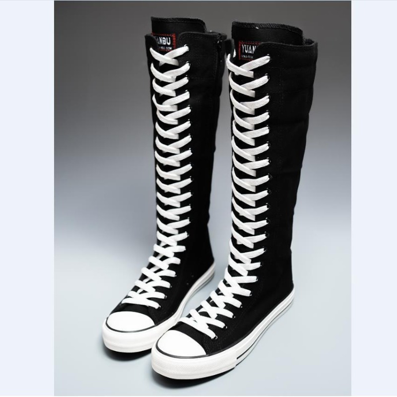 Knee High Boots Women - 2025 New High Top Canvas Shoes
