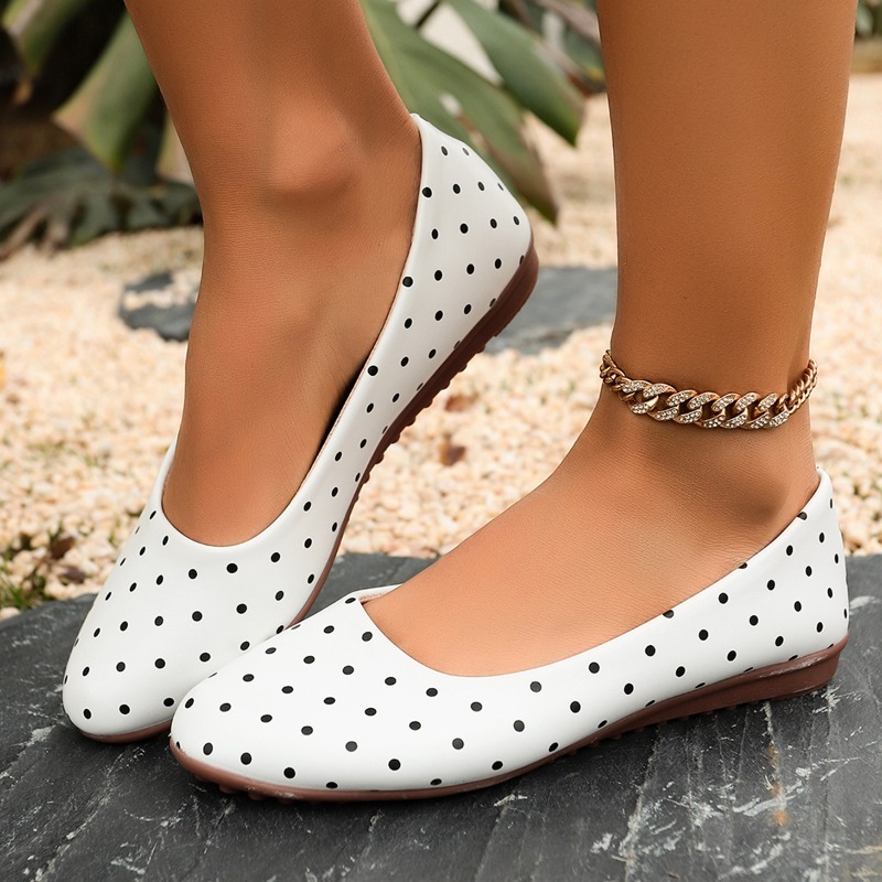 Ladies White Polka Dot Flats R - đánh giá và giá Women Shoes Loafers