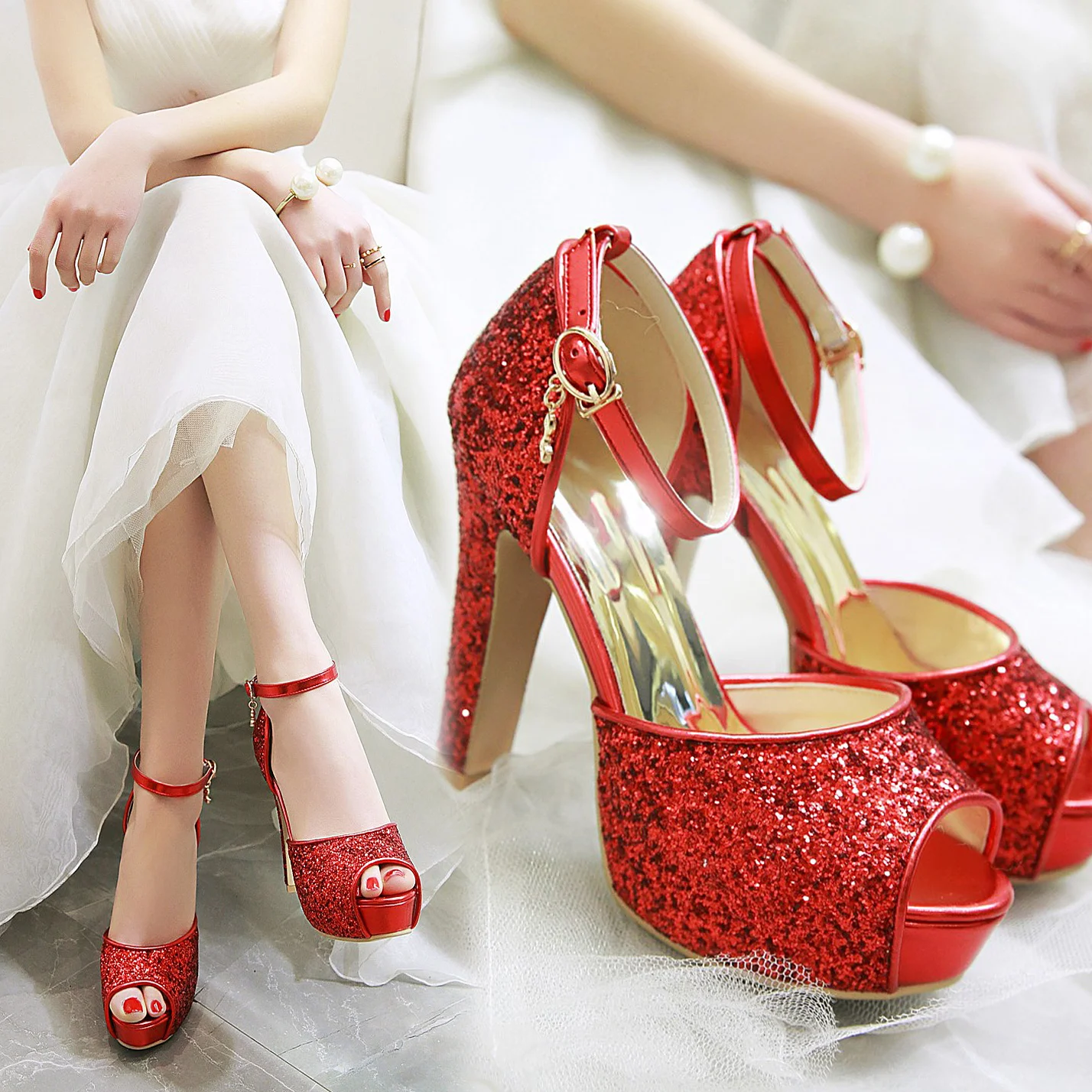 Bạc Phụ Nữ Mùa Hè Cao Cấp Nền  - đánh giá và giá Ankle Strap Heels