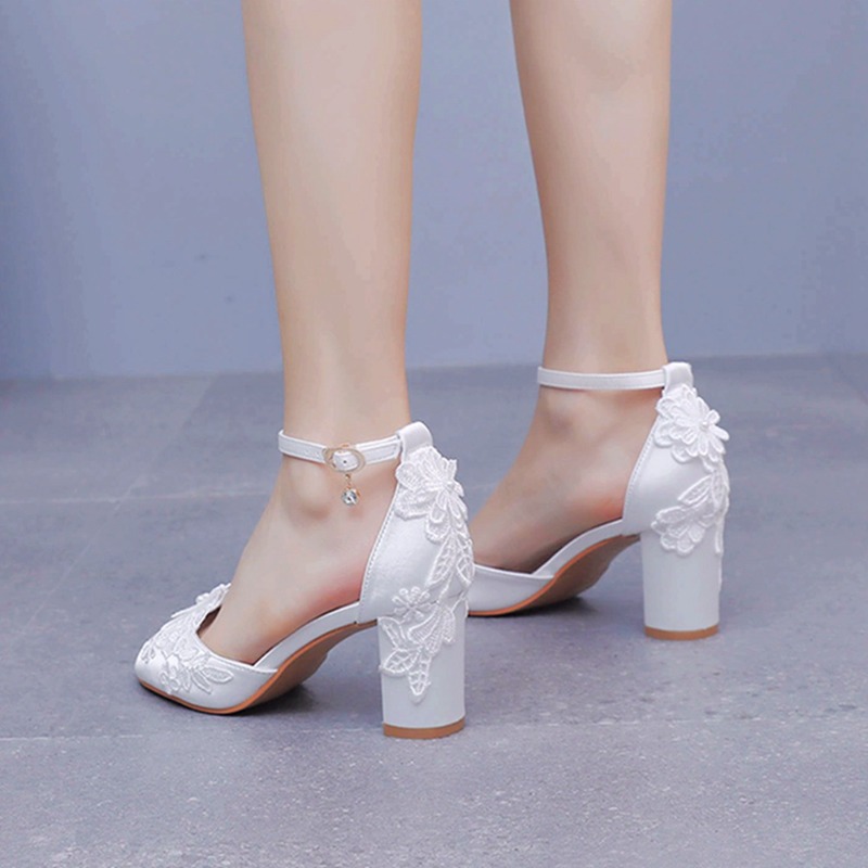 Women White Silk High Heels Su - đánh giá và giá Ankle Strap Heels