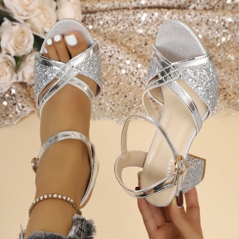 Women Block Heels Sandals Gold - đánh giá và giá Ankle Strap Heels