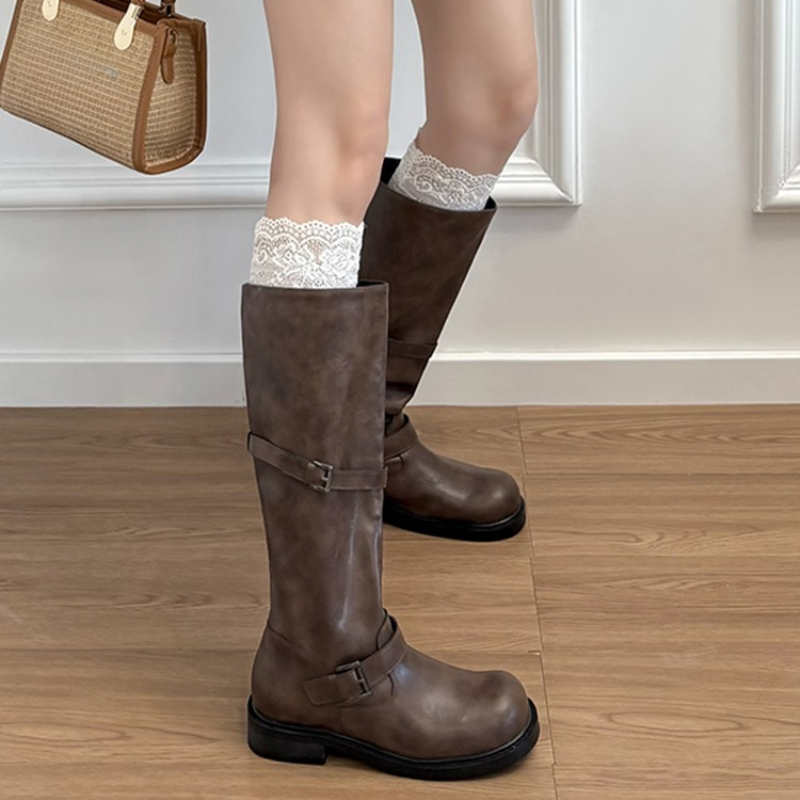 Vintage Belt Buckle Women Knee - đánh giá và giá Knee High Boots Women
