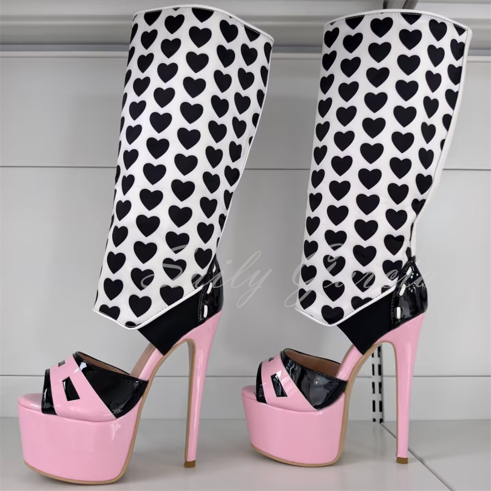 Girl Pink Heart Decor Knee Hig - đánh giá và giá Knee High Boots Women